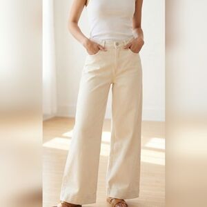 Anthropologie Cream Flare Jeans